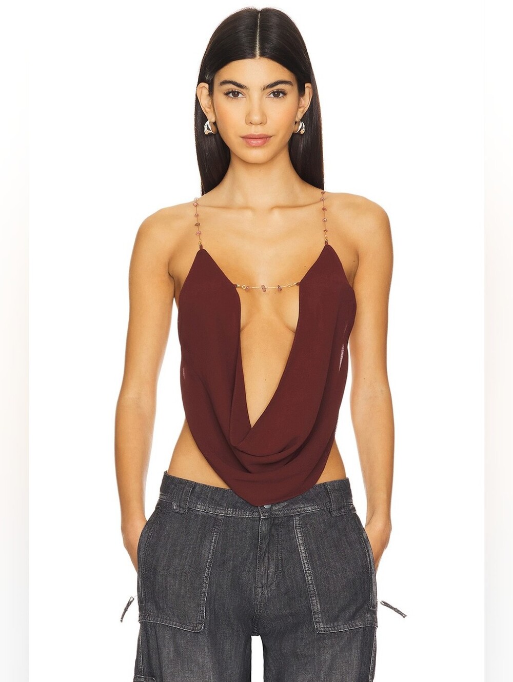 NWT JADED LONDON Cowl Neck Top Plum US 0